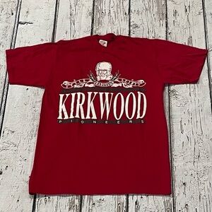Vintage 1990s Kirkwood Pioneer 90s Red Crewneck Tee Top Tshirt